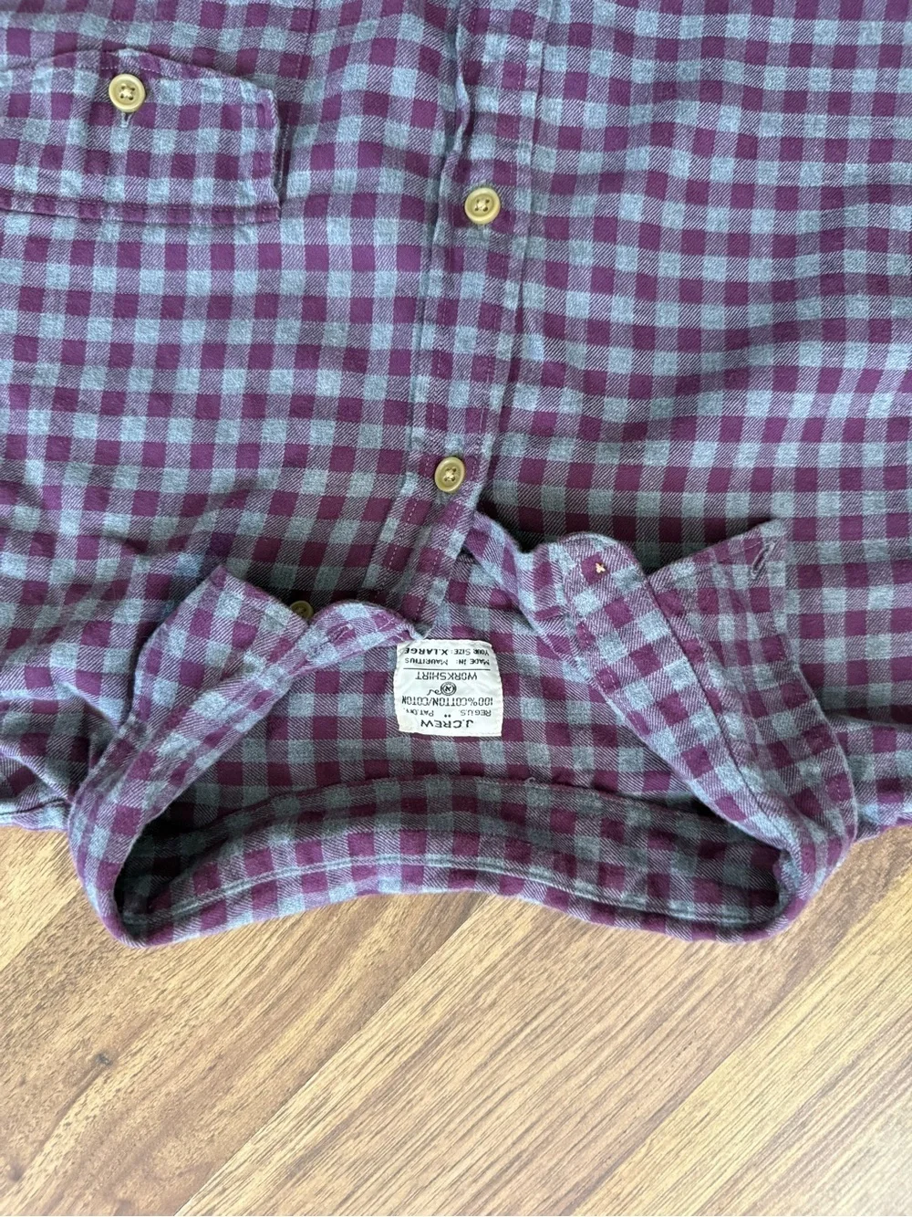 J. Crew Men's Purple and Gray Plaid Button-Down Shirt